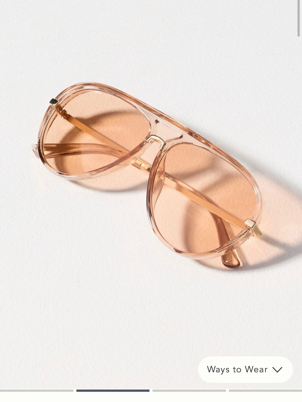 Anthropologie Transparent Peach Aviator Sunglasses - Peach Tinted
